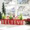 Glitzhome® 14" Christmas Believe House & Brush Trees Table Décor